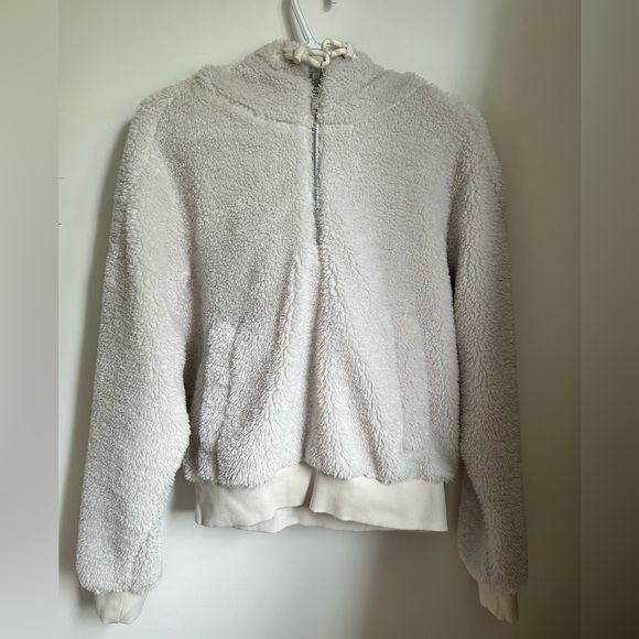 Lululemon Textured Fleece 1/2 Zip White Opal Size 6 - Picture 1 of 3